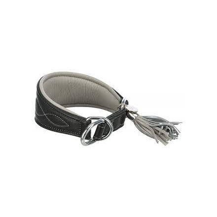 Trixie Active Comfort Sighthound - bőr nyakörv (fekete/szürke) agarak részére (XS)21–26 cm/40mm