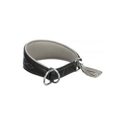 Trixie Active Comfort Sighthound - bőr nyakörv (fekete/szürke) agarak részére (XS-S) 24–31 cm/40mm