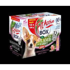   AKCIÓS FitActive DOG FITABOX Lamb & Rabbit - nedves eledel (bárány,nyúl) válogatás szószban kutyák részére (6X12x100g)