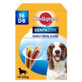   Pedigree DentaStix Medium (10-25kg) - jutalomfalat (fogtisztító) közepes testű kutyák részére (56db/#, 7db/zacskó) 8db/180g