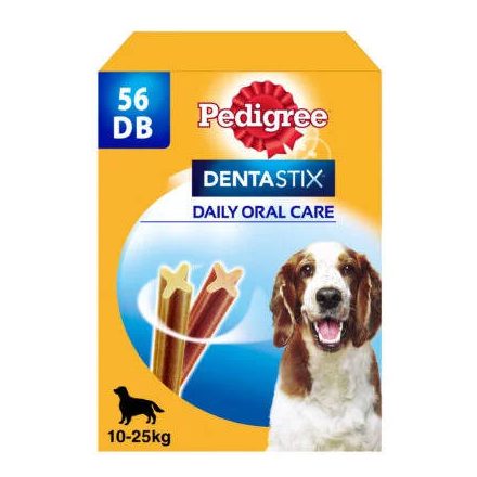 Pedigree DentaStix Medium (10-25kg) - jutalomfalat (fogtisztító) közepes testű kutyák részére (56db/#, 7db/zacskó) 8db/180g